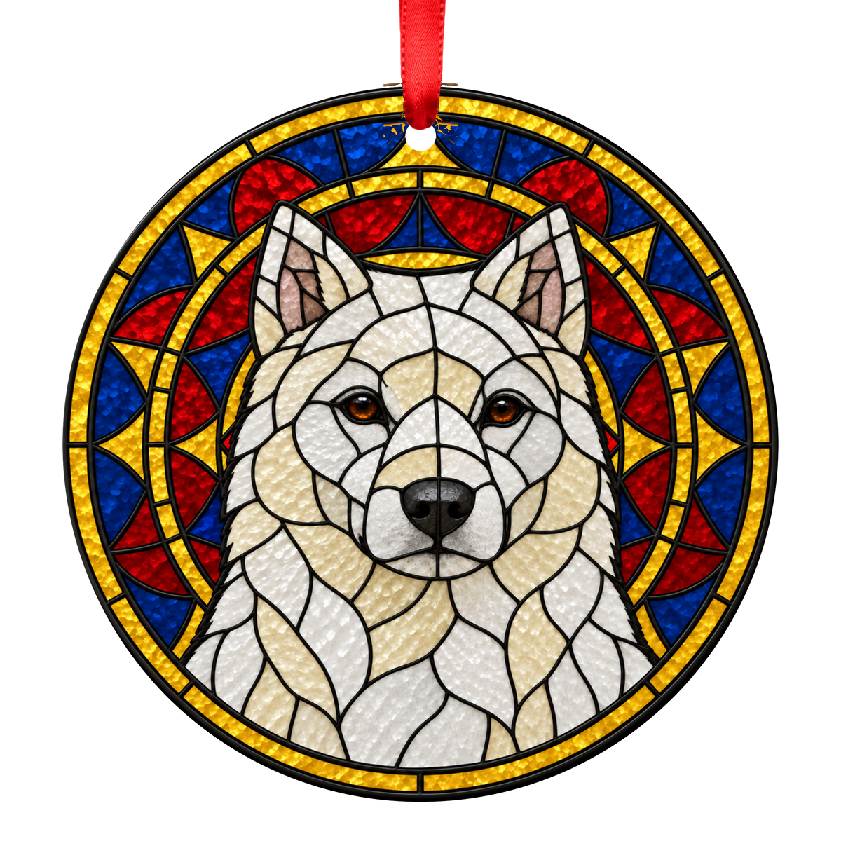 Hokkaido White stained glass style Christmas ornament mockup