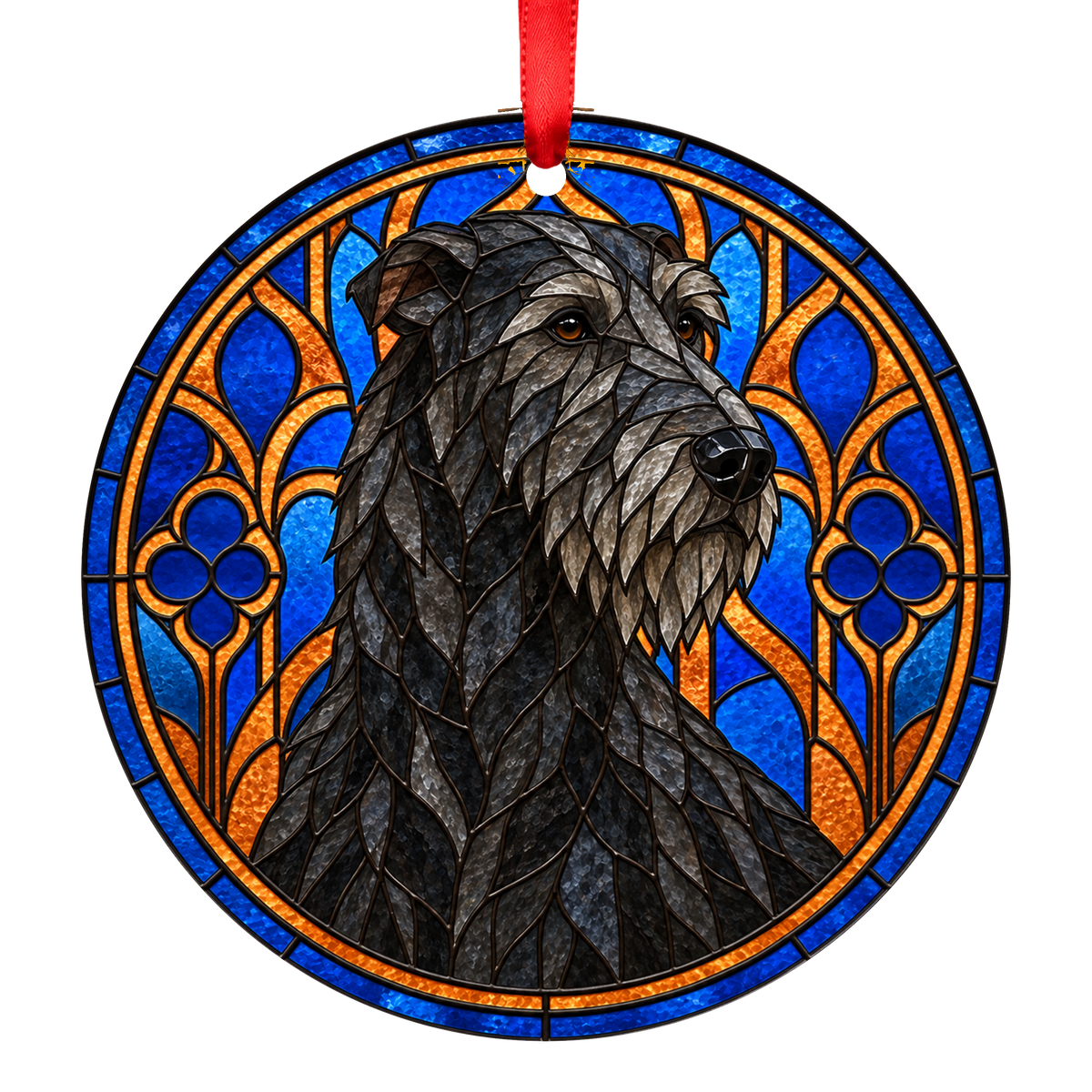 Irish Wolfhound Black stained glass style Christmas ornament mockup
