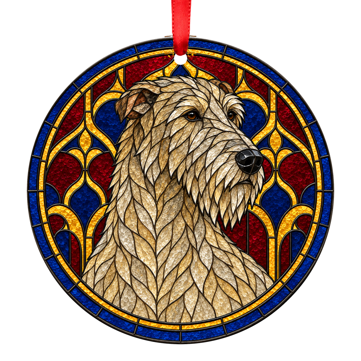 Irish Wolfhound Wheaten stained glass style Christmas ornament mockup