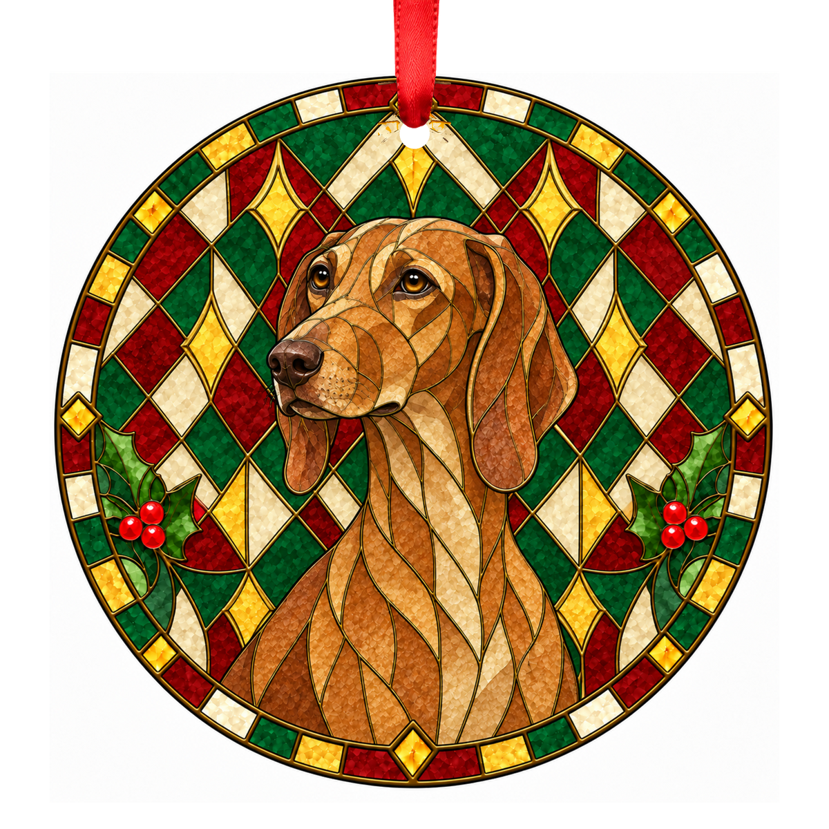 Italian Short-haired Hound Fawn stained glass style Christmas ornament mockup