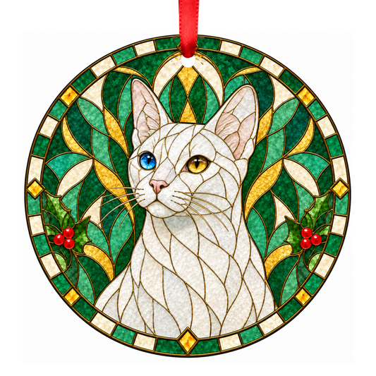 Khao Manee White Stained Glass Style Christmas Ornament