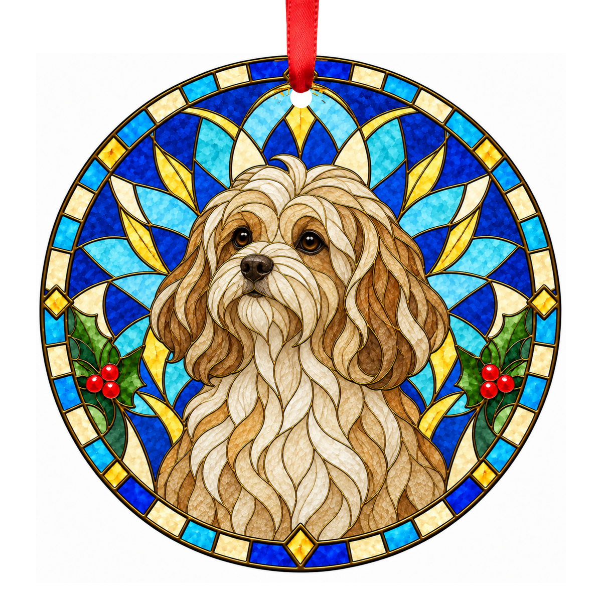 Löwchen Stained Glass Style Christmas Ornaments
