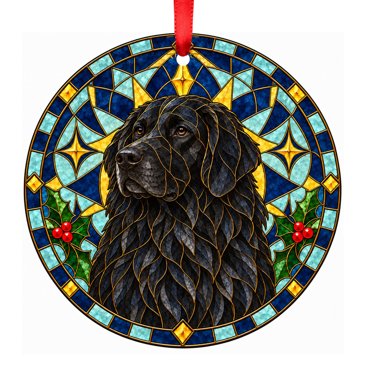 Macedonian Shepherd Dog Karaman Black stained glass pet Christmas ornament