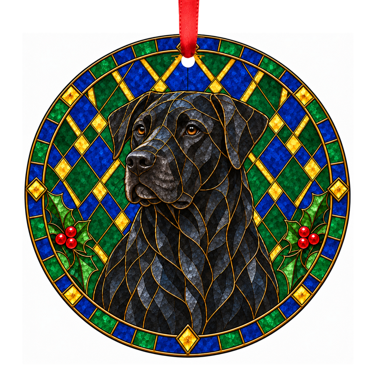 Majorca Shepherd Dog Black stained glass pet Christmas ornament