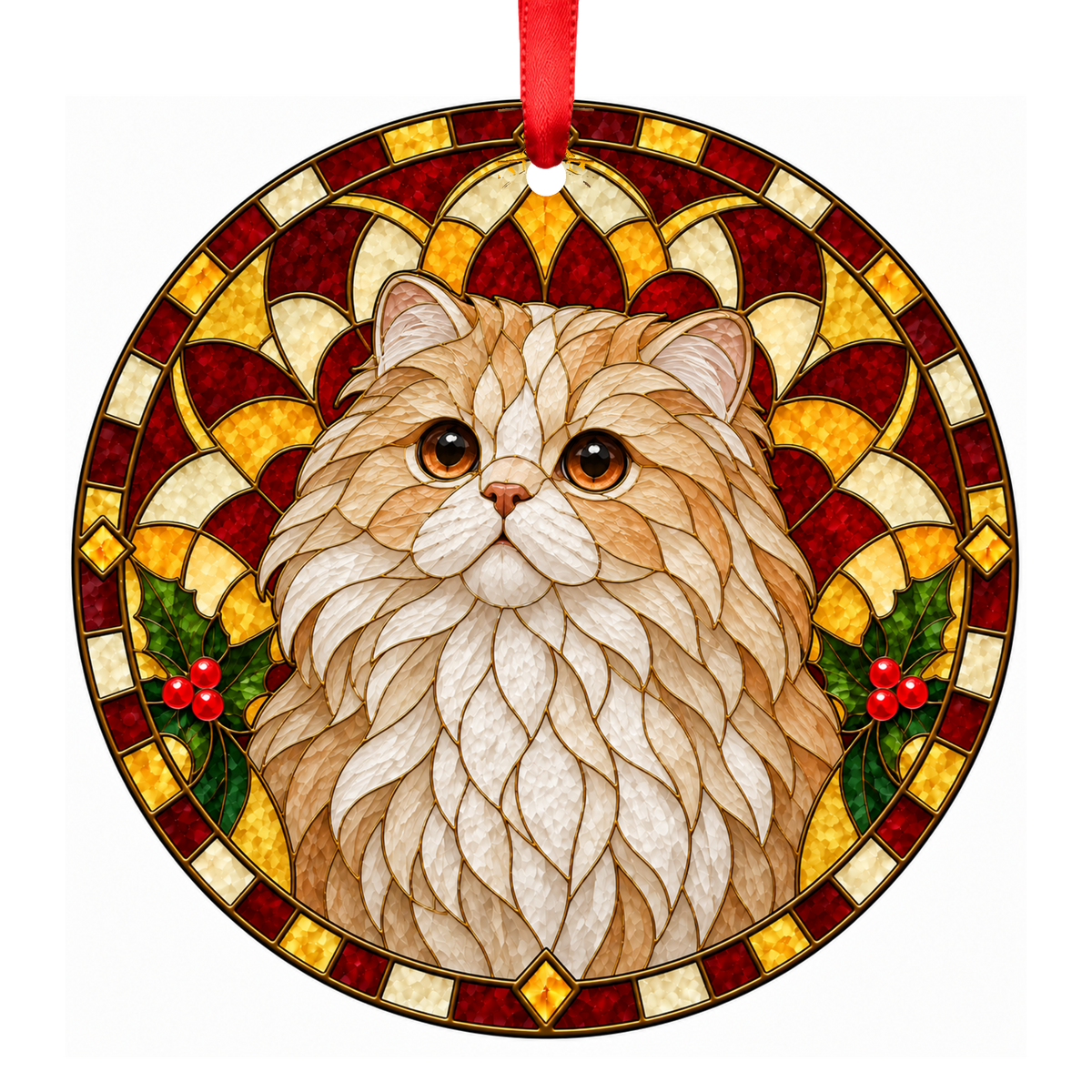 Minuet Cream stained glass pet Christmas ornament