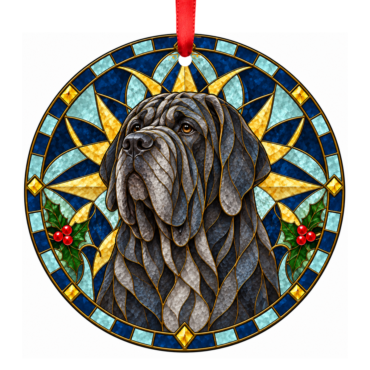 Neapolitan Mastiff Blue Gray stained glass pet Christmas ornament