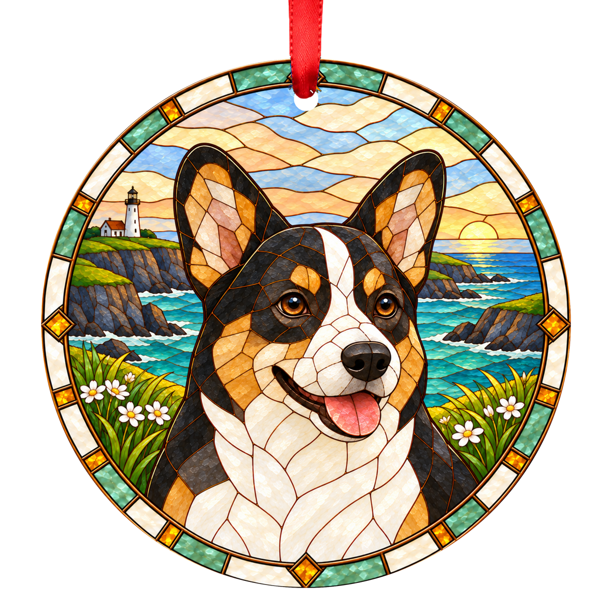 Pembroke Welsh Corgi — Black, Tan and White
