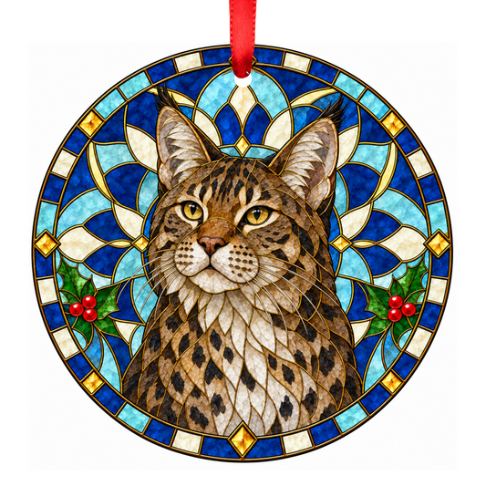 Pixiebob Stained Glass Style Christmas Ornaments