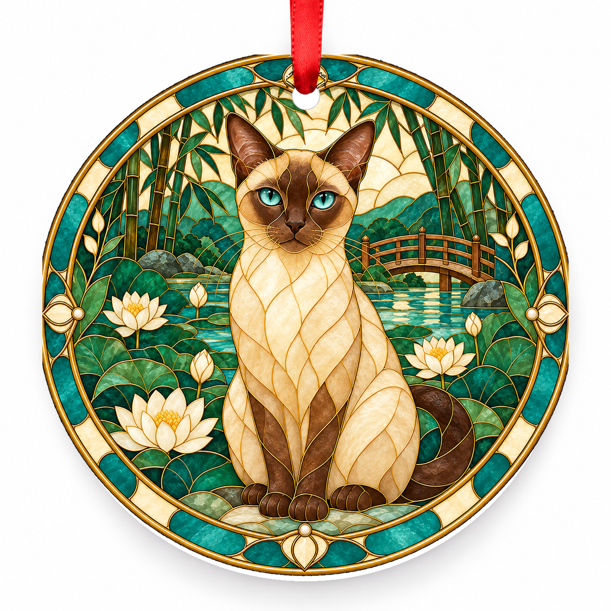 Tonkinese Champagne Mink stained glass style ornament