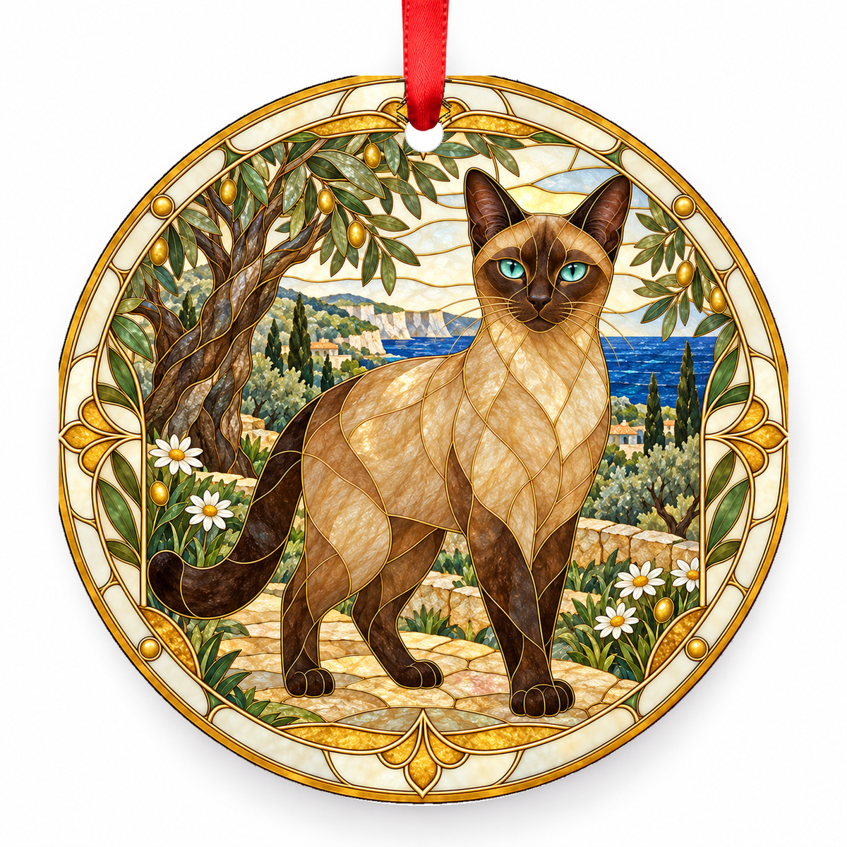 Tonkinese Natural Mink stained glass style ornament