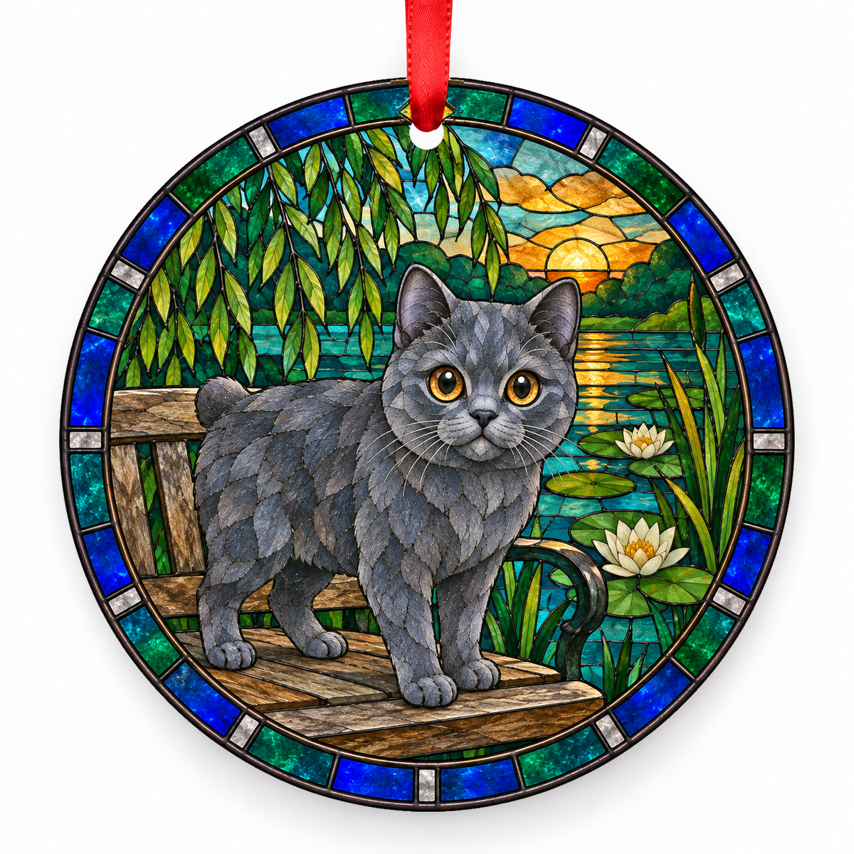 Toybob Blue stained glass style ornament