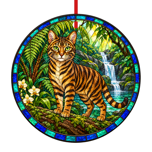 ORN-11426 Toyger Brown Mackerel stained glass ornament mockup