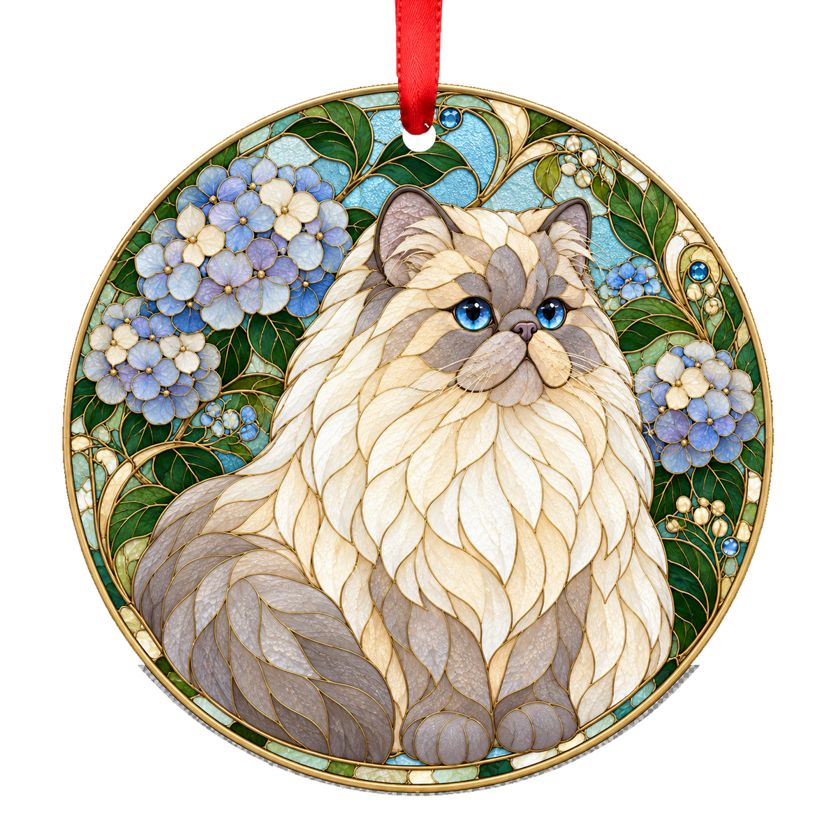 Himalayan Lilac Cream Point stained glass style Christmas ornament