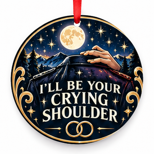 I'll Be Your Crying Shoulder Christmas Ornament with red hanging ribbon