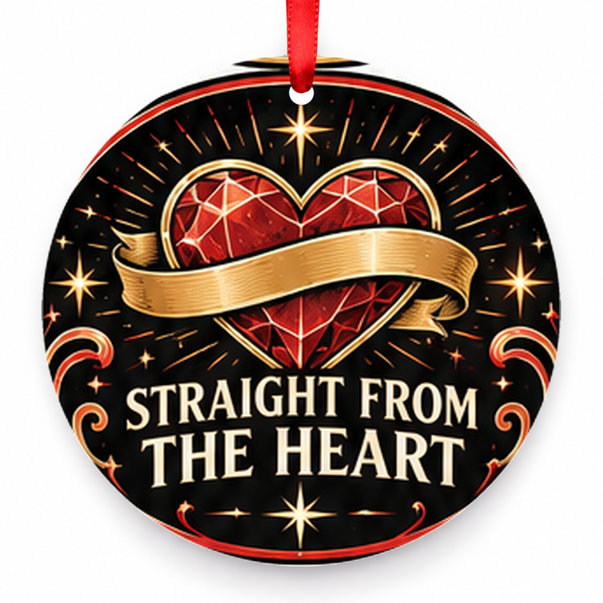 Straight from the Heart Christmas Ornament with red hanging ribbon