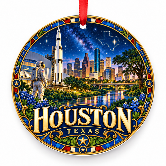 Houston, Texas porcelain Christmas ornament