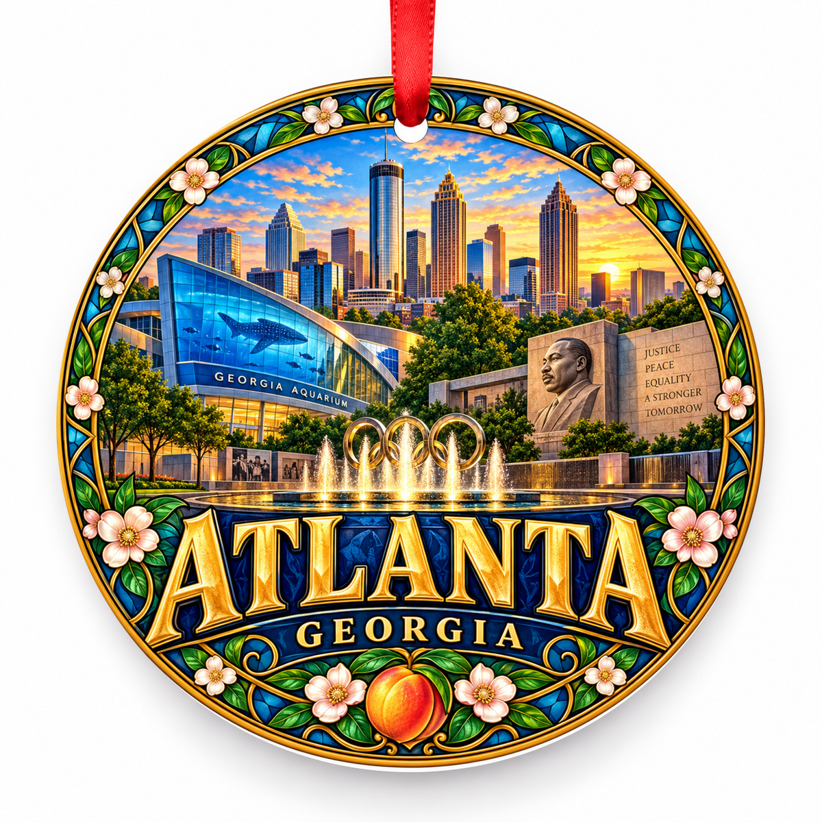 Atlanta, Georgia porcelain Christmas ornament
