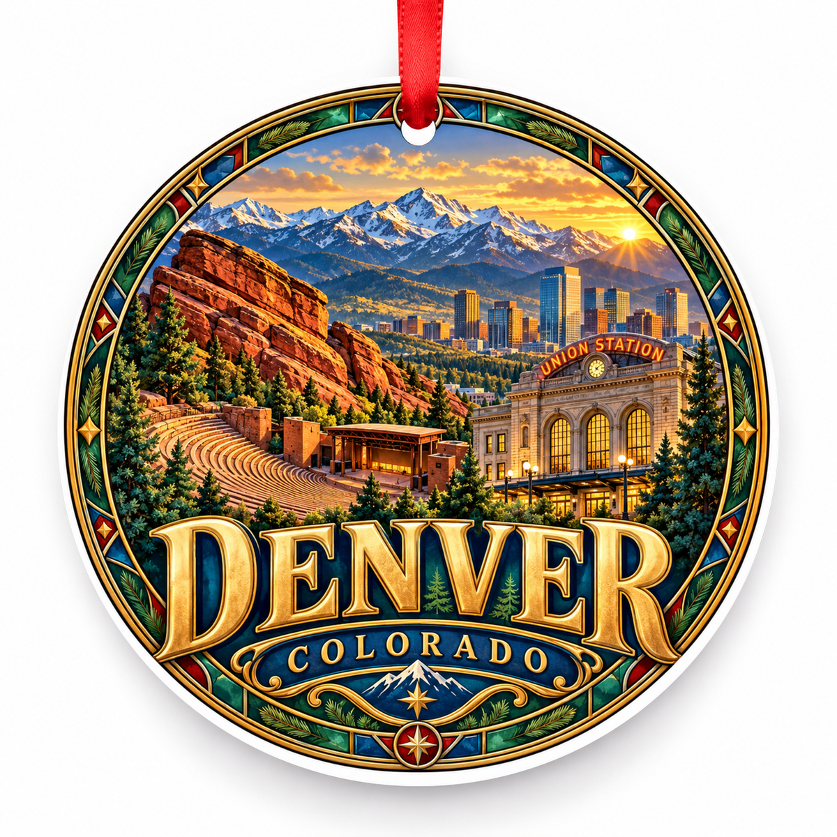 Denver, Colorado porcelain Christmas ornament
