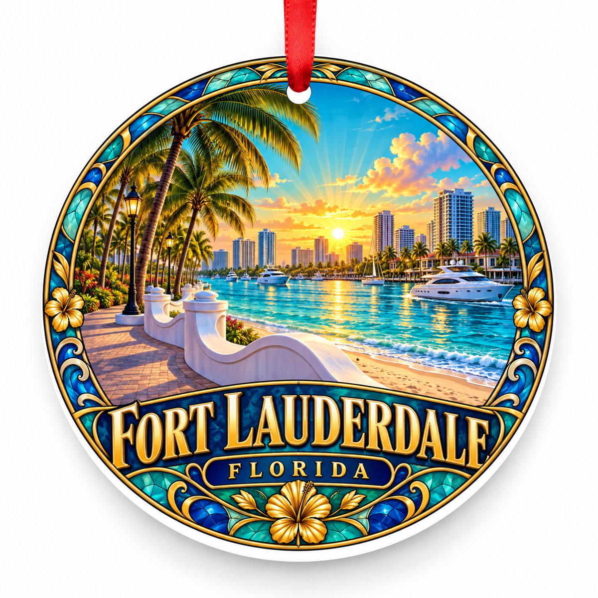 Fort Lauderdale, Florida porcelain Christmas ornament