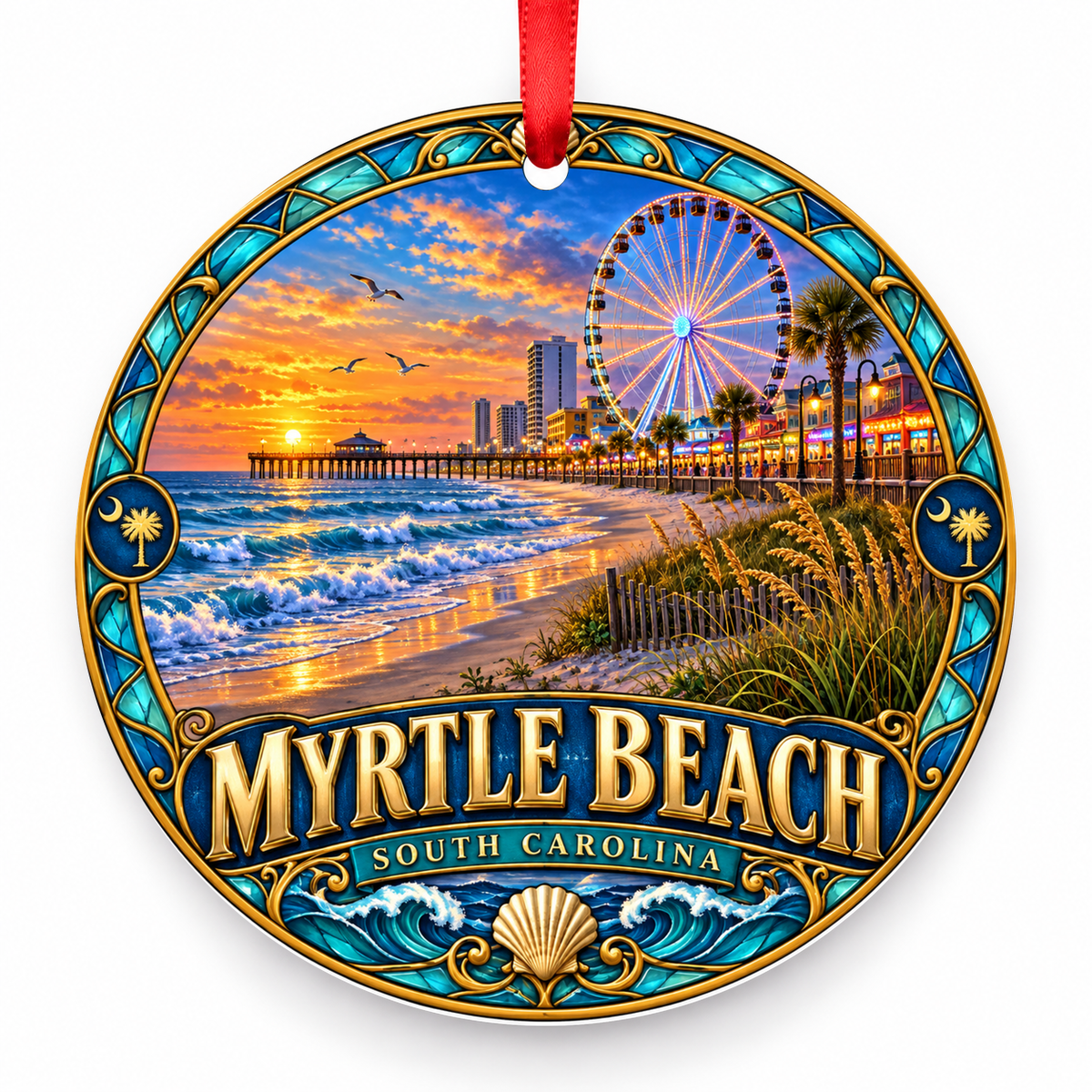 Myrtle Beach, South Carolina porcelain Christmas ornament