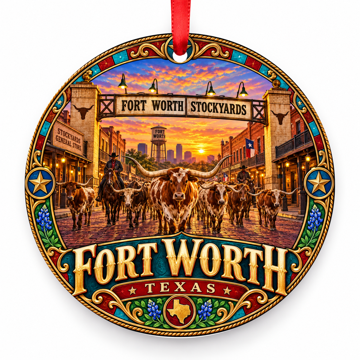 Fort Worth, Texas porcelain Christmas ornament