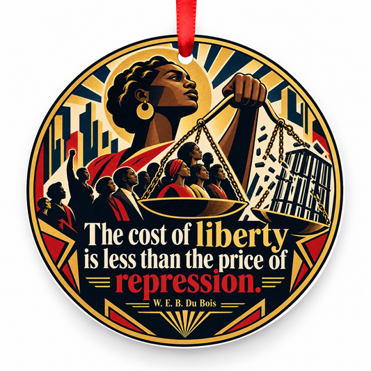The Cost of Liberty is Less Than the Price of Repression Christmas Ornament with red hanging ribbon