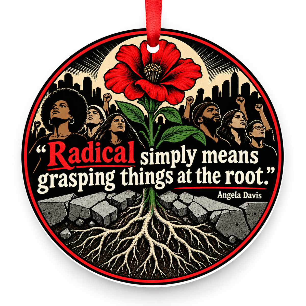 Radical Simply Means Grasping Things at the Root Christmas Ornament with red hanging ribbon