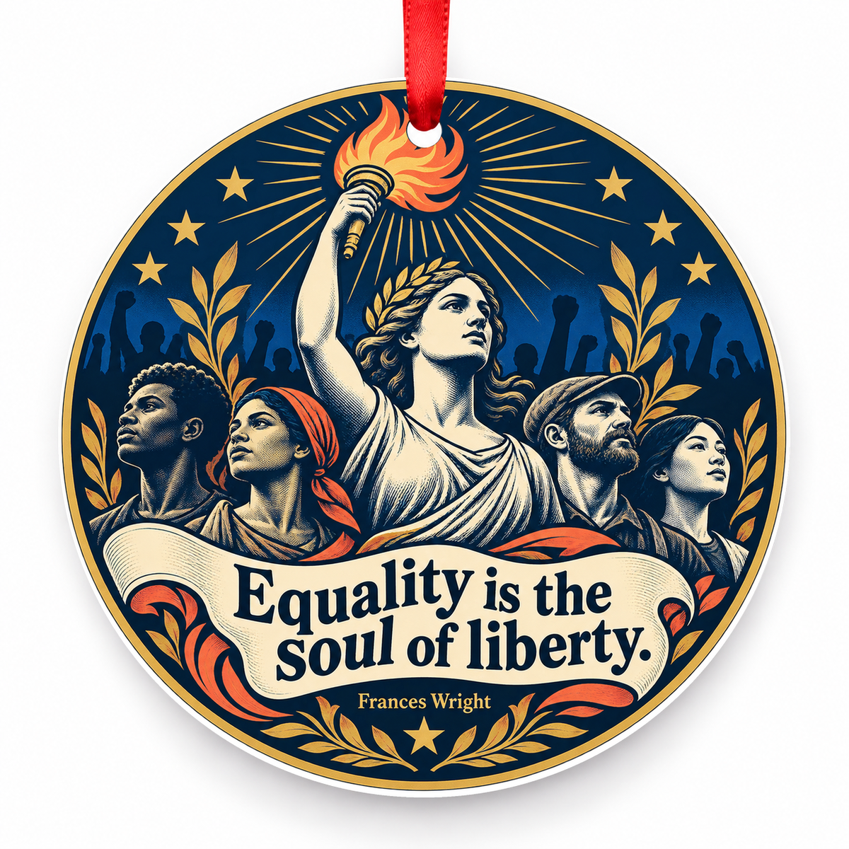 Equality is the Soul of Liberty Christmas Ornament with red hanging ribbon
