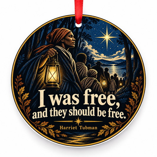 I Was Free, and They Should Be Free Christmas Ornament with red hanging ribbon