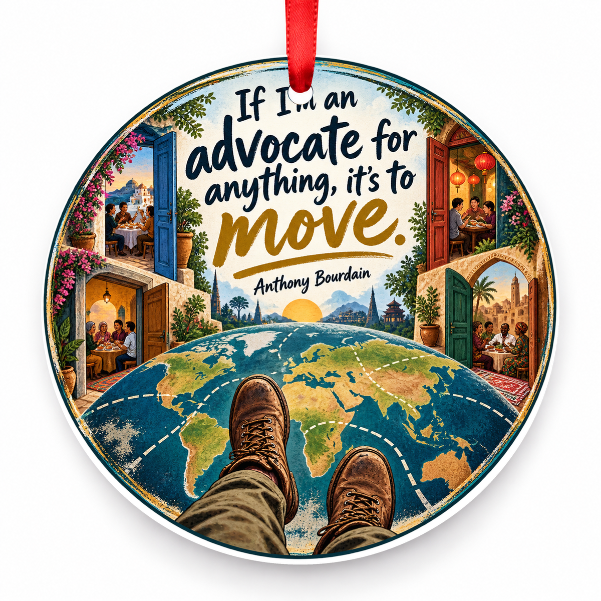 If I'm an Advocate for Anything, It's to Move Christmas Ornament with red hanging ribbon