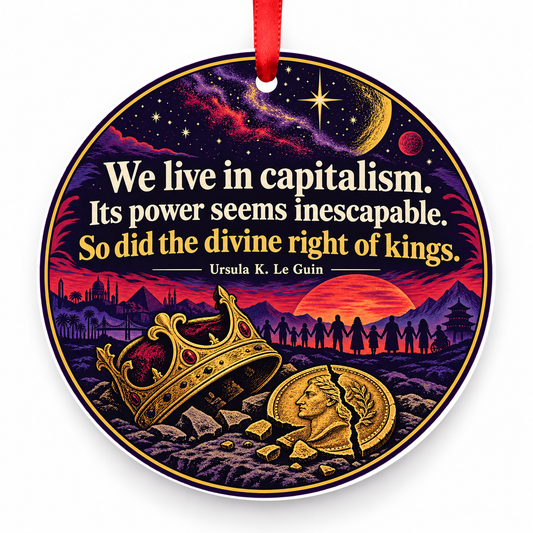 We Live in Capitalism. Its Power Seems Inescapable. So Did the Divine Right of Kings Christmas Ornament with red hanging ribbon