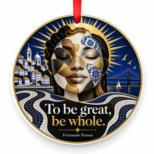To Be Great, Be Whole Christmas Ornament with red hanging ribbon