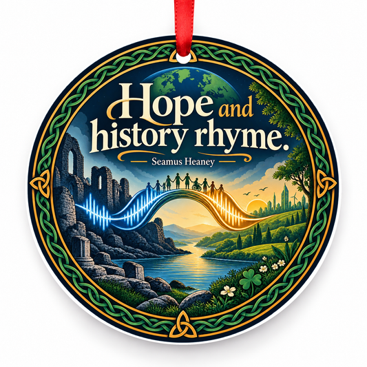 Hope and History Rhyme Christmas Ornament with red hanging ribbon