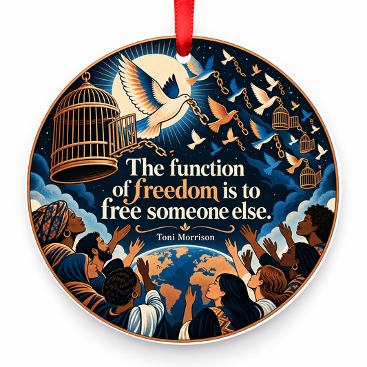 The Function of Freedom is to Free Someone Else Christmas Ornament with red hanging ribbon