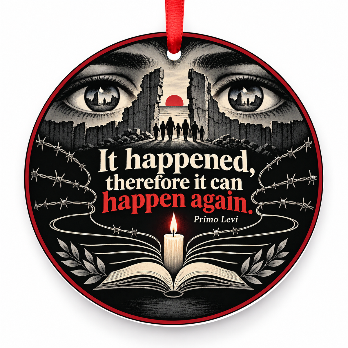 It Happened, Therefore It Can Happen Again Christmas Ornament with red hanging ribbon