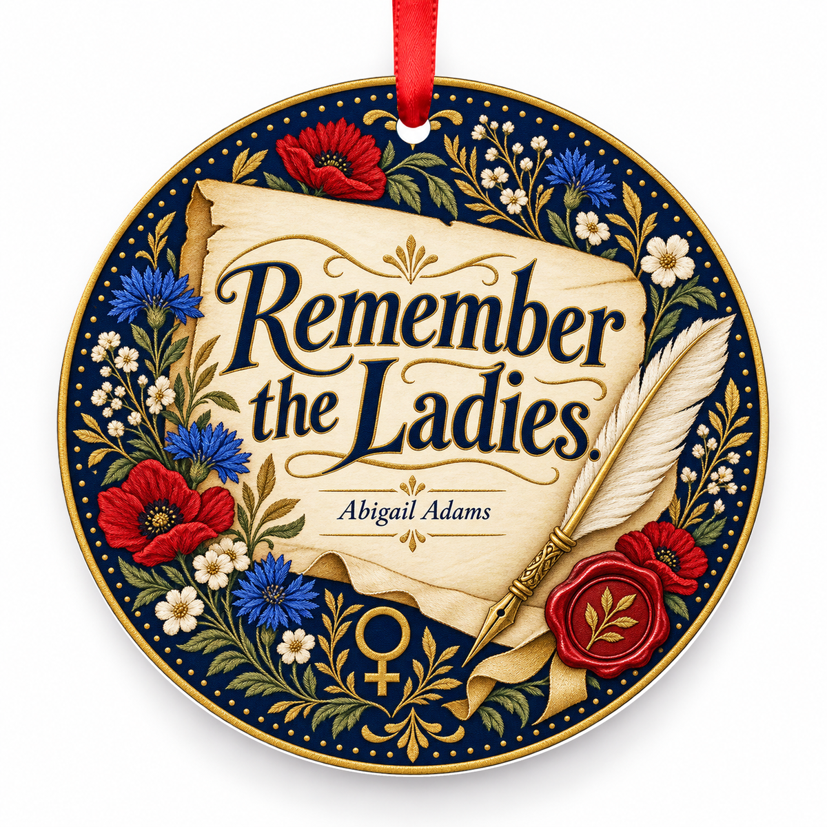 Remember the Ladies Christmas Ornament with red hanging ribbon