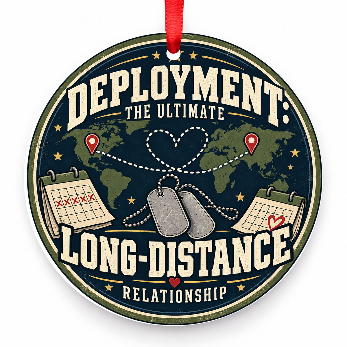 Deployment the Ultimate Long Distance Relationship Christmas Ornament with red hanging ribbon