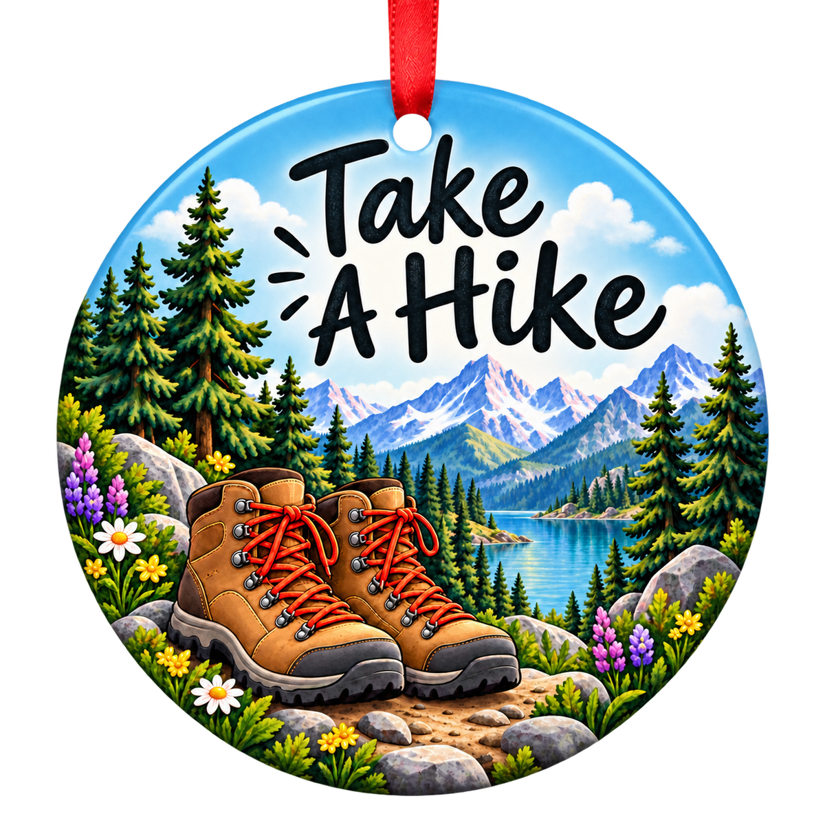 Take A Hike mountain hiking Christmas ornament mockup