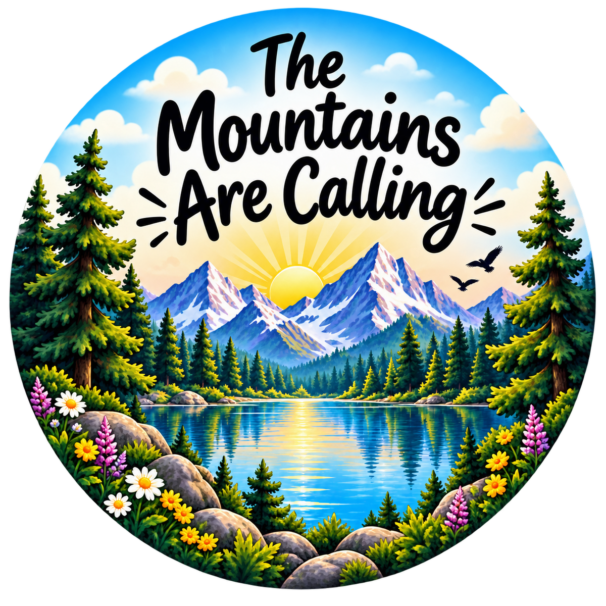 The Mountains Are Calling mountain lake outdoors ornament artwork