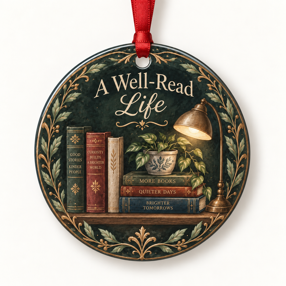 A Well-Read Life book lover Christmas ornament