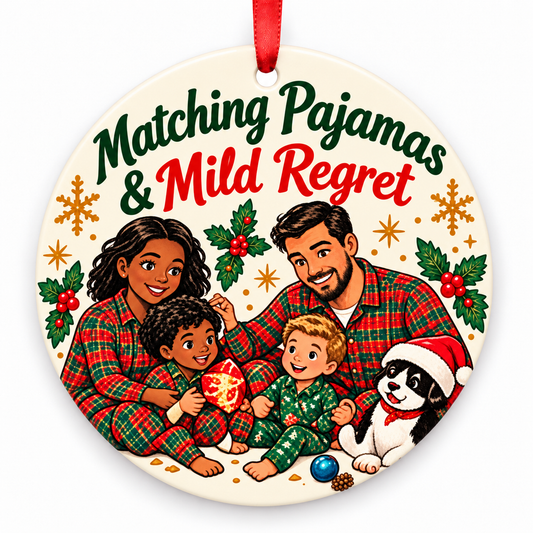 Matching Pajamas & Mild Regret Funny Family Christmas Ornament