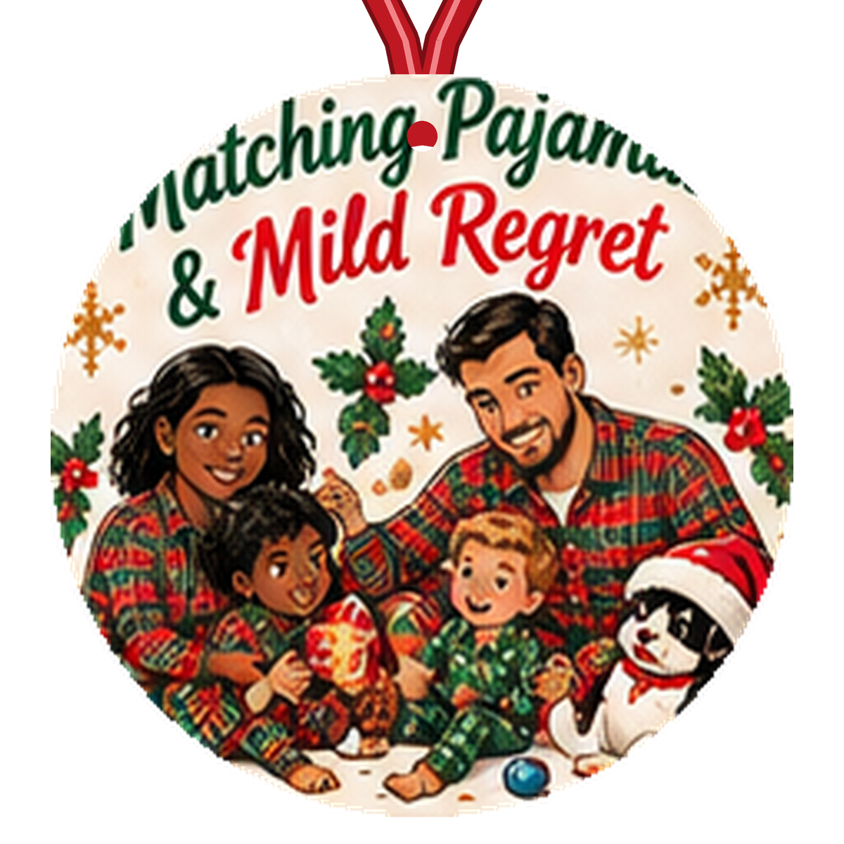 Matching Pajamas & Mild Regret Funny Family Christmas Ornament