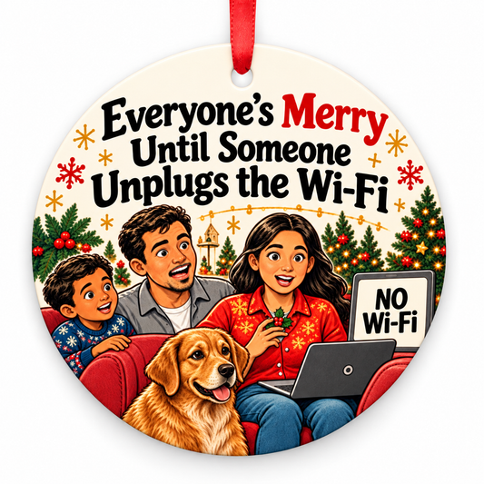 Everyone's Merry Until Someone Unplugs the Wi-Fi Family Ornament