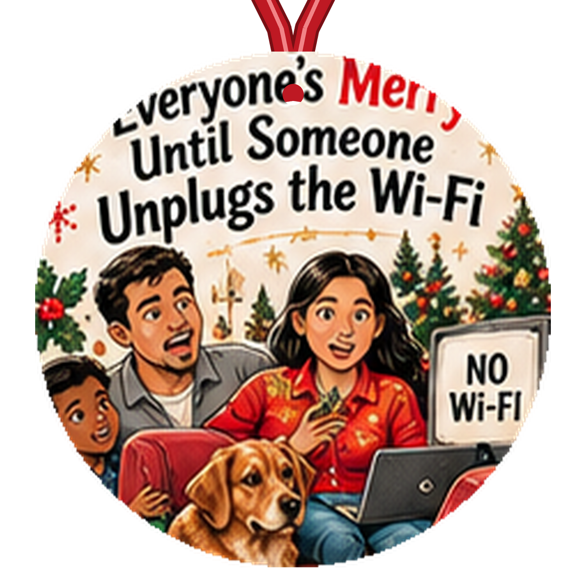Everyone's Merry Until Someone Unplugs the Wi-Fi Family Ornament