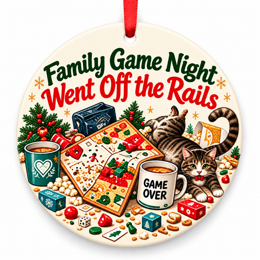 Family Game Night Went Off the Rails Funny Christmas Ornament
