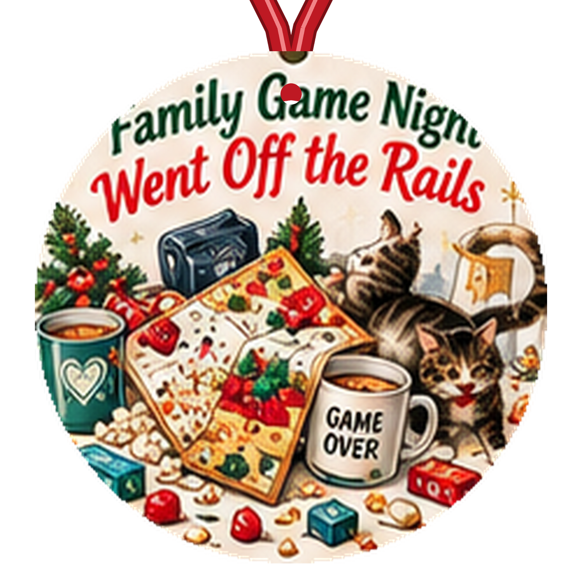 Family Game Night Went Off the Rails Funny Christmas Ornament