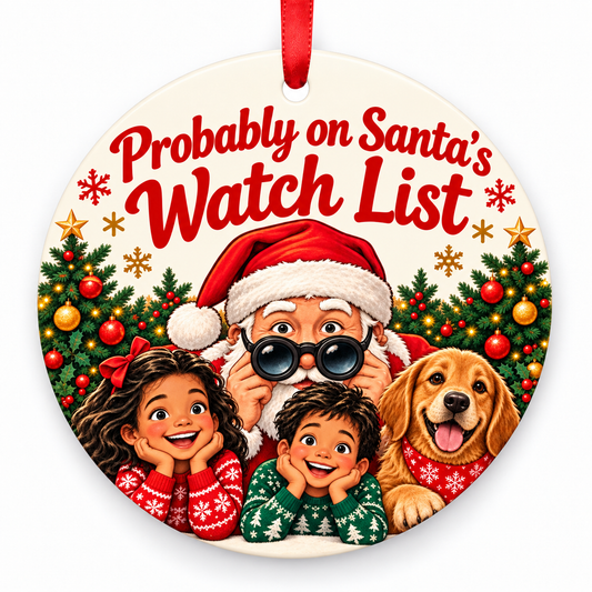 Probably on Santa's Watch List Funny Family Christmas Ornament