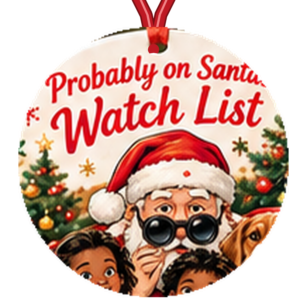 Probably on Santa's Watch List Funny Family Christmas Ornament