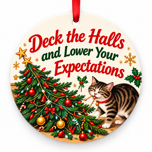 Deck the Halls and Lower Your Expectations Christmas Ornament