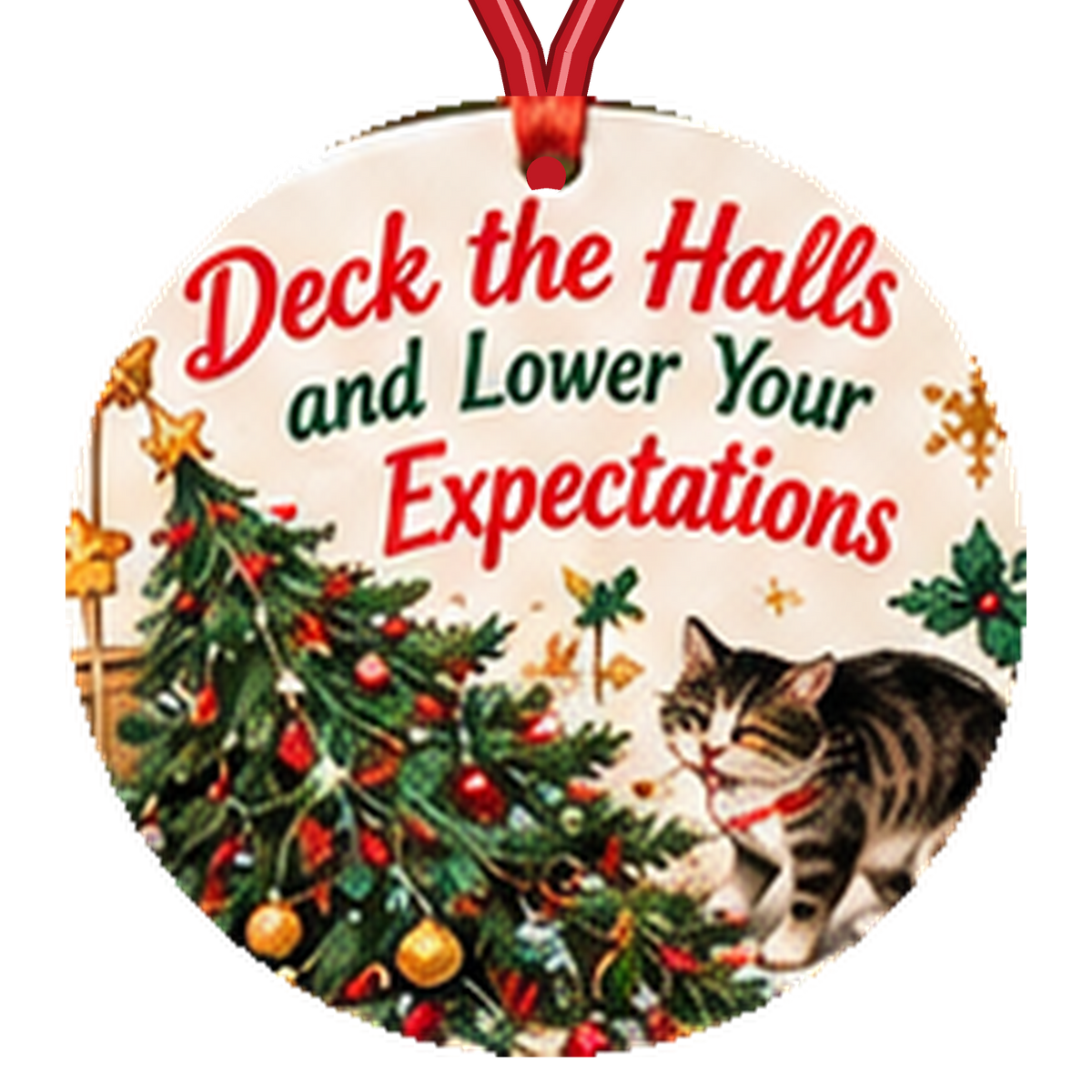 Deck the Halls and Lower Your Expectations Christmas Ornament